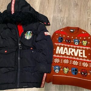 Boys Marvel Avengers Puffer Coat W/sweater S